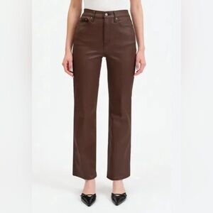 Daze Denim NWT Faux Leather Pants High Rise Coated Espresso Brown Women Size 32